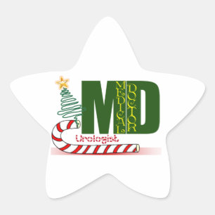 Urologe MERRY CHRISTMAS ARZT PHYSICIAN Stern-Aufkleber