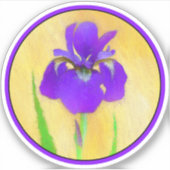 urple Bearded Iris Painting - Original Blume Art Aufkleber (Vorderseite)