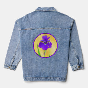 urple Bearded Iris Painting - Original Blume Art Jeansjacke