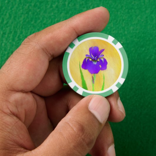 urple Bearded Iris Painting - Original Blume Art Pokerchips (Hand)