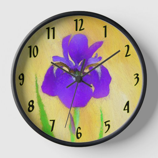 urple Bearded Iris Painting - Original Blume Art Uhr (Vorderseite)