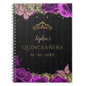 urple Rose Black Gold Lace Quinceñera Gästebuch Notizblock (Vorderseite)