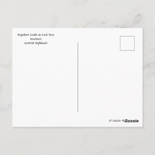 Urquhart Castle mit Blick auf Loch Ness im Hochlan Postkarte (Rückseite)