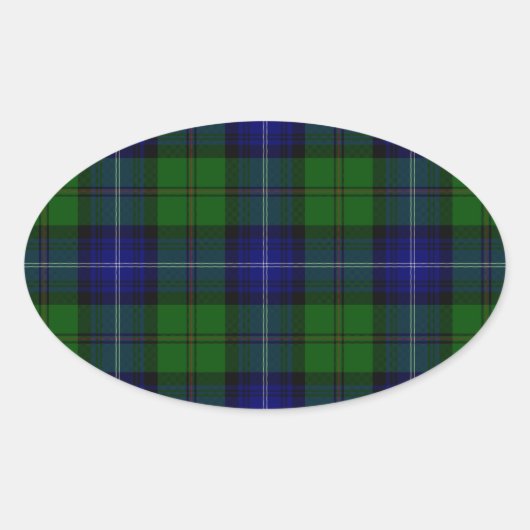 Urquhart tartan blue kariert ovaler aufkleber (Vorderseite)