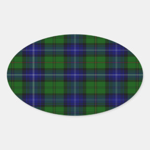 Urquhart tartan blue kariert ovaler aufkleber
