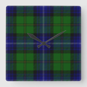Urquhart tartan blue kariert quadratische wanduhr