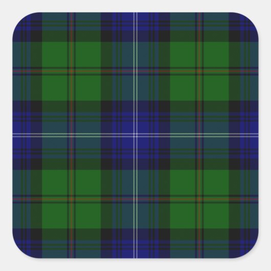 Urquhart tartan blue kariert quadratischer aufkleber (Vorderseite)