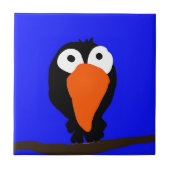 Urraco zeichnend schwarzer Vogel Fliese (Vorderseite)