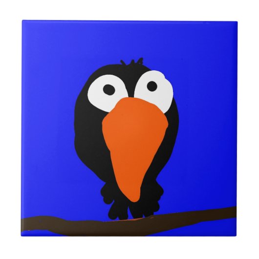 Urraco zeichnend schwarzer Vogel Fliese (Vorderseite)