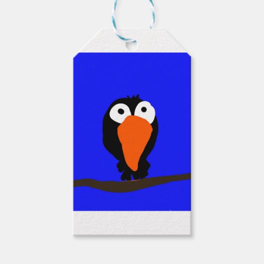 Urraco zeichnend schwarzer Vogel Geschenkanhänger (Vorderseite)