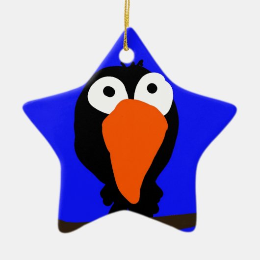 Urraco zeichnend schwarzer Vogel Keramik Ornament (Vorne)