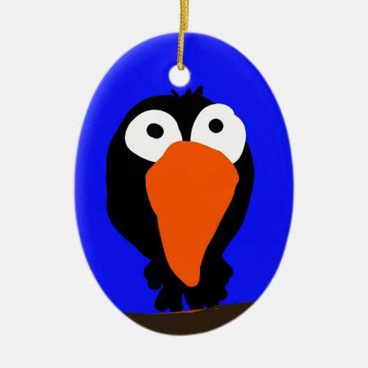 Urraco zeichnend schwarzer Vogel Keramik Ornament (Vorne)