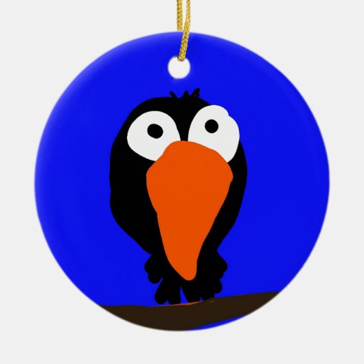 Urraco zeichnend schwarzer Vogel Keramikornament (Vorne)