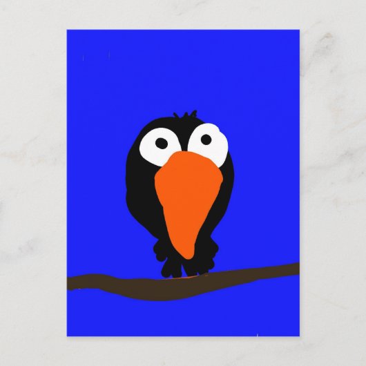 Urraco zeichnend schwarzer Vogel Postkarte (Vorderseite)