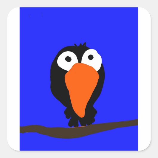 Urraco zeichnend schwarzer Vogel Quadratischer Aufkleber (Vorderseite)
