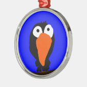 Urraco zeichnend schwarzer Vogel Silbernes Ornament (Links)