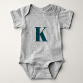 Urschrift | Aquamarin Monogram Modern Stilvoll Coo Baby Strampler (Vorderseite)