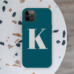 Urschrift | Aquamarin Monogram Modern Stilvoll Coo Case-Mate iPhone Hülle<br><div class="desc">Einfache,  stilvolle,  individuelle Anfangsbuchstaben Monogramm Handy Fall in modernen minimalistischen Typografie in putty gray auf aquamarin blau. Ein perfektes Geschenk oder Accessoire mit persönlicher Touch!</div>