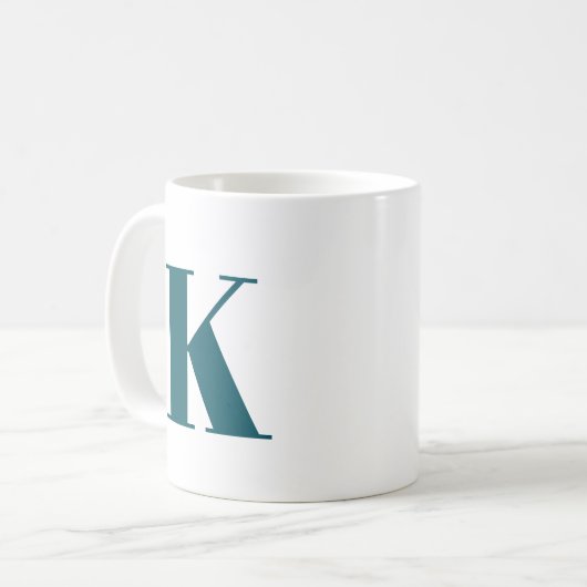 Urschrift | Aquamarin Monogram Modern Stilvoll Coo Kaffeetasse (Vorderseite Links)