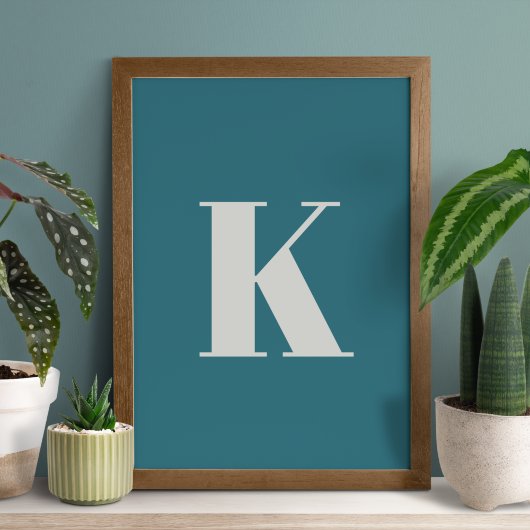 Urschrift | Aquamarin Monogram Modern Stilvoll Coo Poster