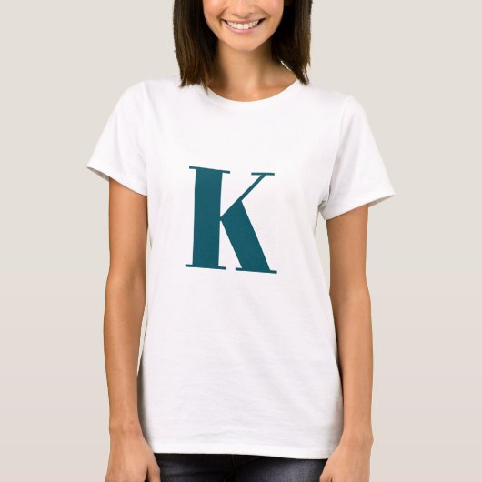 Urschrift | Aquamarin Monogram Modern Stilvoll Coo T-Shirt (Vorderseite)