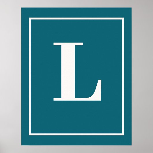 Urschrift |Aquamarine Monogramm Moderne Stilelemen Poster (Vorne)