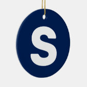 Urschrift | Navy Indigo Simple Elegant Keramik Ornament (Rechts)