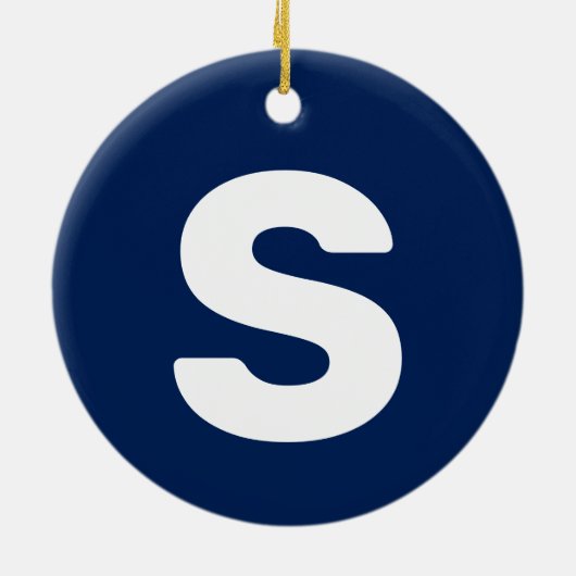 Urschrift | Navy Indigo Simple Elegant Keramik Ornament (Hinten)
