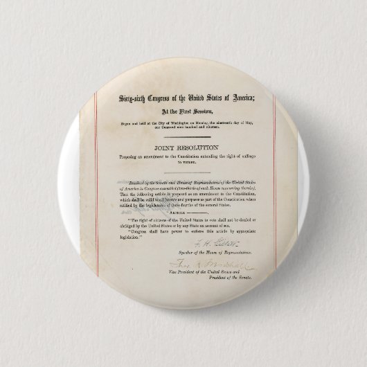 URSPRUNG 19. Änderung der US-Verfassung Button (Vorderseite)