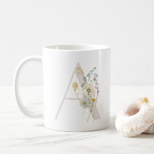 Ursprünglich A mit Blume in Soft-Farbe Kaffee Tass Kaffeetasse