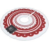 Ursprünglich die Trimmfamilie White Red Hütte Trim Polyester Weihnachtsbaumdecke (Schrägansicht)