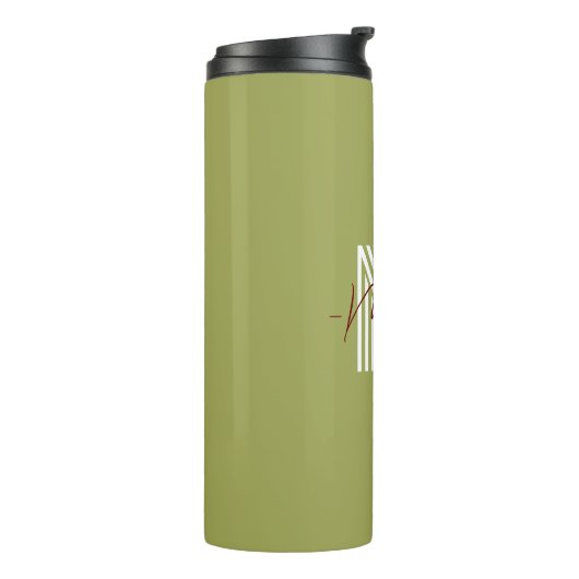Ursprünglich modern, monogram, olive-grün chic thermosbecher (Nach links gedreht)