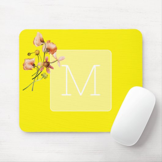 Ursprünglich trendy Neon gelb florale Aquarell Mousepad (Mit Mouse)
