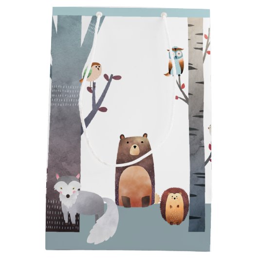 Ursprüngliche Baby-Waldtier-Baum-Vögel Mittlere Geschenktüte (Rückseite)