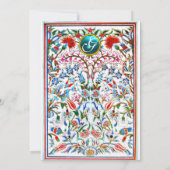URSPRÜNGLICHE BLUME DAMASK GEM MONOGRAM Rosa Blau Einladung (Rückseite)