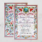 URSPRÜNGLICHE BLUME DAMASK GEM MONOGRAM Rosa Blau Einladung (Vorne/Hinten)