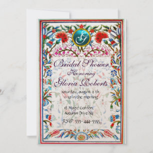 URSPRÜNGLICHE BLUME DAMASK GEM MONOGRAM Rosa Blau Einladung