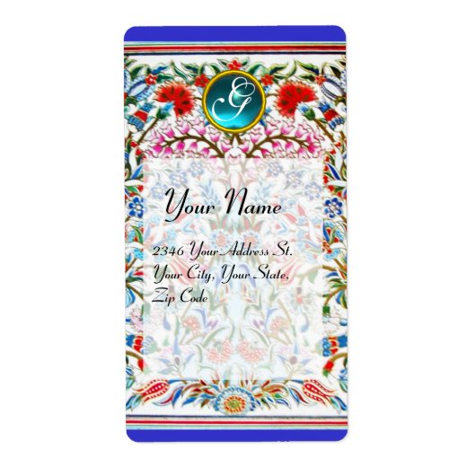 URSPRÜNGLICHE BLUME DAMASK MONOGRAM Blau (Vorne)