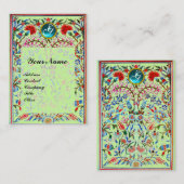 URSPRÜNGLICHE BLUME DAMASK MONOGRAM Blau grün Visitenkarte (Vorne/Hinten)
