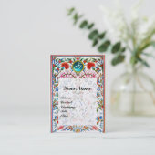 URSPRÜNGLICHE BLUME DAMASK MONOGRAM Blau Visitenkarte (Stehend Vorderseite)