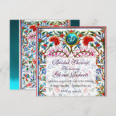 URSPRÜNGLICHE BLUME DAMASK MONOGRAM Blauer Champag Einladung (Vorne/Hinten)
