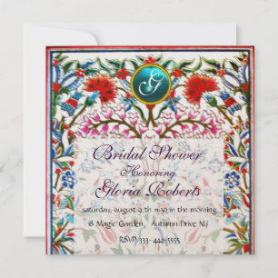 URSPRÜNGLICHE BLUME DAMASK MONOGRAM Blauer Champag Einladung