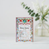 URSPRÜNGLICHE BLUME DAMASK MONOGRAM Blaues Aquamar Visitenkarte (Stehend Vorderseite)