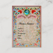 URSPRÜNGLICHE BLUME DAMASK MONOGRAM Red Blue Kraft Visitenkarte (Vorderseite)