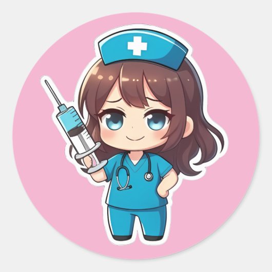 Ursprüngliche Chibi-Krankenschwester 2.0 - Präzise Runder Aufkleber (Vorderseite)