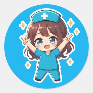 Ursprüngliche Chibi-Krankenschwester 2.0 - Siegesg Runder Aufkleber