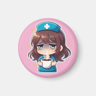 Ursprüngliche Chibi-Krankenschwester - Kaffee mit Magnet