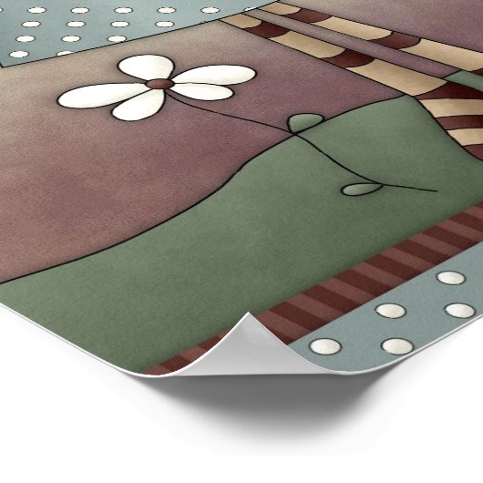 Ursprüngliche Country-Puppe mit Katze Poster (Ecke)