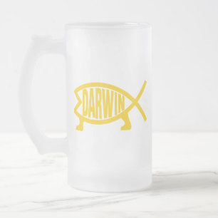 Ursprüngliche Darwin-Fische (Senf) Mattglas Bierglas