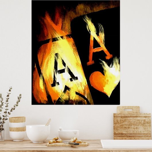 URSPRÜNGLICHE DESIGN FLAMING POCKET ACS POKER ART POSTER (Küche)